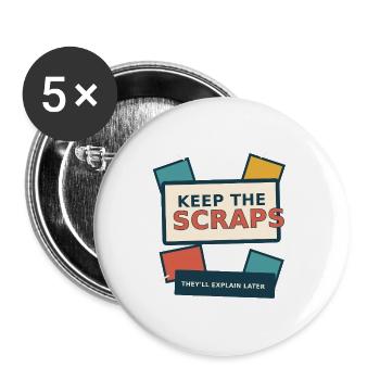 Junk Journal – Bewahre die Reste auf - Buttons groß 56 mm (5er Pack) - Weiß - Vorne