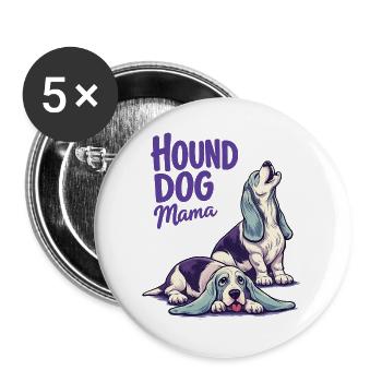 Hound Dog Mama - Buttons groß 56 mm (5er Pack) - Weiß - Vorne