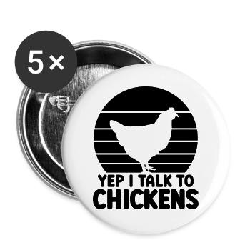 Huhn Spruch Humor - Buttons groß 56 mm (5er Pack) - Weiß - Vorne
