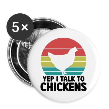 Huhn Spruch Humor Retro - Buttons groß 56 mm (5er Pack) - Weiß - Vorne