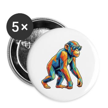 Poly Stil Affe - Buttons groß 56 mm (5er Pack) - Weiß - Vorne