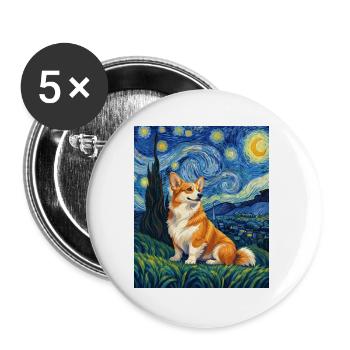 Corgi Sternennacht – lustiger walisischer Corgi-Hundeliebhaber - Buttons groß 56 mm (5er Pack) - Weiß - Vorne