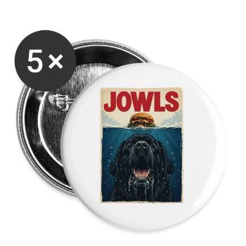 Jowls – Neufundländer Hund Newfie Papa Newfie Mama - Buttons groß 56 mm (5er Pack) - Weiß - Vorne