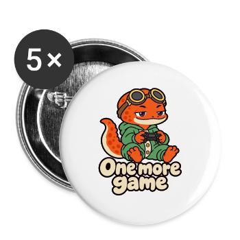 Sleepy Gamer Salamander – Noch ein Spiel - Buttons groß 56 mm (5er Pack) - Weiß - Vorne