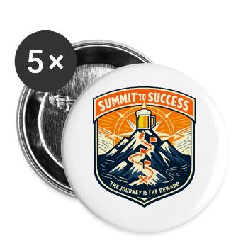Gipfelpfad zum Erfolg - Buttons groß 56 mm (5er Pack) - Weiß - Vorne