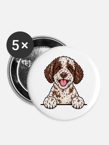 Lagotto Romagnolo - Buttons groß 56 mm (5er Pack) - Weiß