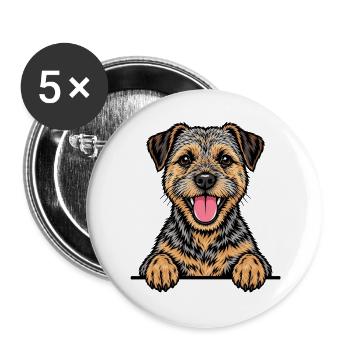 Border Terrier - Buttons groß 56 mm (5er Pack) - Weiß - Vorne