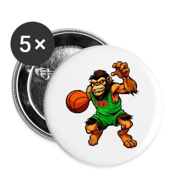 Schimpansen Basketballerin / Basketball Affe - Buttons groß 56 mm (5er Pack) - Weiß - Vorne