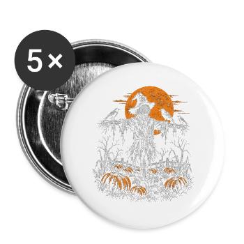 Die Vogelscheuche im Kürbisfeld - Buttons groß 56 mm (5er Pack) - Weiß - Vorne