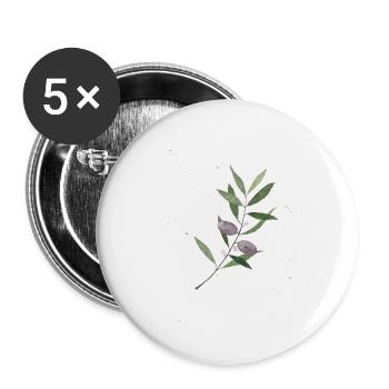 Olivenzweig Aquarell - Buttons groß 56 mm (5er Pack) - Weiß - Vorne