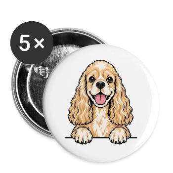 American Cocker Spaniel - Buttons groß 56 mm (5er Pack) - Weiß - Vorne