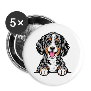 Aussiedoodle - Buttons groß 56 mm (5er Pack) - Weiß - Vorne