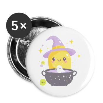 Zitrone am Zauberkessel - Buttons groß 56 mm (5er Pack) - Weiß - Vorne