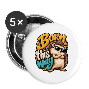 Igel - Buttons groß 56 mm (5er Pack) - Weiß - Vorne