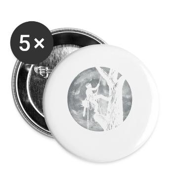 Arborist Moon – Baumpfleger, Baumpfleger, Baumschneider - Buttons groß 56 mm (5er Pack) - Weiß - Vorne