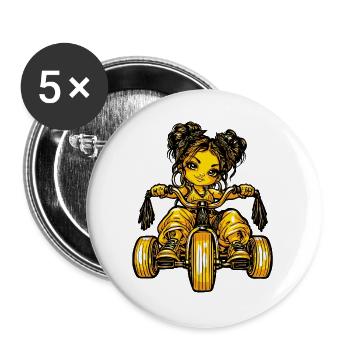 Girl Dreirad Mädchen  - Buttons groß 56 mm (5er Pack) - Weiß - Vorne