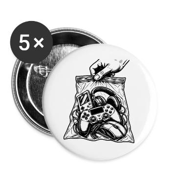 Suchtspiele – Gamer-Konsolen-Controller-Tasche - Buttons groß 56 mm (5er Pack) - Weiß - Vorne