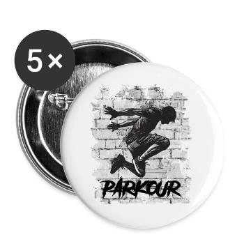 Parkour - Buttons groß 56 mm (5er Pack) - Weiß - Vorne