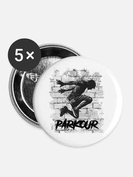Parkour - Buttons groß 56 mm (5er Pack) - Weiß