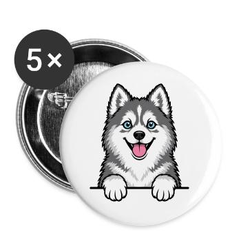 Pomsky - Buttons groß 56 mm (5er Pack) - Weiß - Vorne