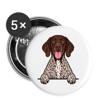 Deutsch Kurzhaar - Buttons groß 56 mm (5er Pack) - Weiß - Vorne