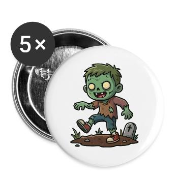 Grüner Zombie - Buttons groß 56 mm (5er Pack) - Weiß - Vorne