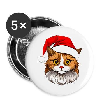 Katzen Christmas - Buttons groß 56 mm (5er Pack) - Weiß - Vorne