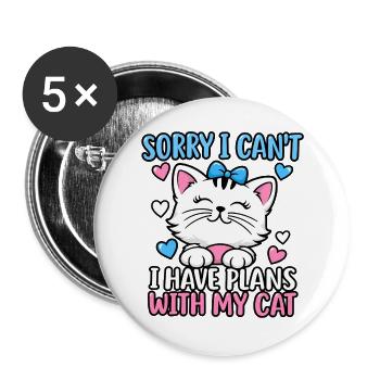 Katzenliebhaber Katzenmama Haustiereltern Kätzchenkunst - Buttons groß 56 mm (5er Pack) - Weiß - Vorne