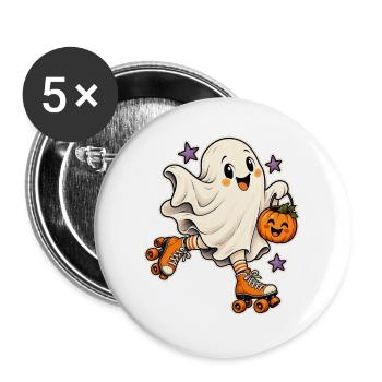 Geist auf Rollschuhen - Buttons groß 56 mm (5er Pack) - Weiß - Vorne
