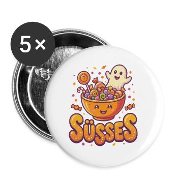 Süsses Halloween - Buttons groß 56 mm (5er Pack) - Weiß - Vorne