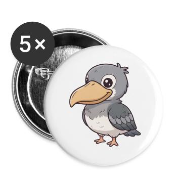 Schuhschnabel Vogel - Buttons groß 56 mm (5er Pack) - Weiß - Vorne