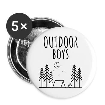 Outdoor Boys - Buttons groß 56 mm (5er Pack) - Weiß - Vorne