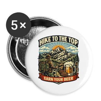 Gipfelsturm Bierverdient - Buttons groß 56 mm (5er Pack) - Weiß - Vorne