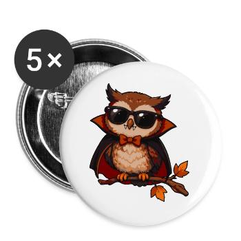 Sonnenbrillen-Eule im Cape - Buttons groß 56 mm (5er Pack) - Weiß - Vorne