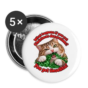 Tinselitis - Buttons groß 56 mm (5er Pack) - Weiß - Vorne