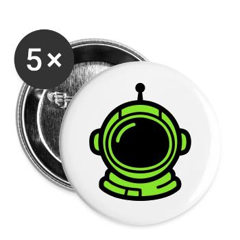 Astronauten Helm Neon Icon - Buttons groß 56 mm (5er Pack) - Weiß - Vorne