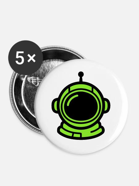 Astronauten Helm Neon Icon - Buttons groß 56 mm (5er Pack) - Weiß