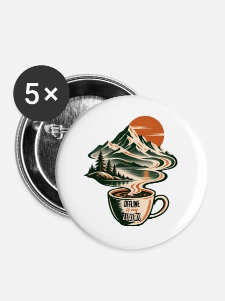 OFFLINE IS MY LUXURY - Buttons groß 56 mm (5er Pack) - Weiß