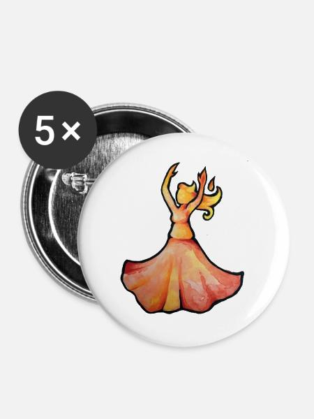 Aquarelltänzer im Ember-Kleid - Buttons groß 56 mm (5er Pack) - Weiß