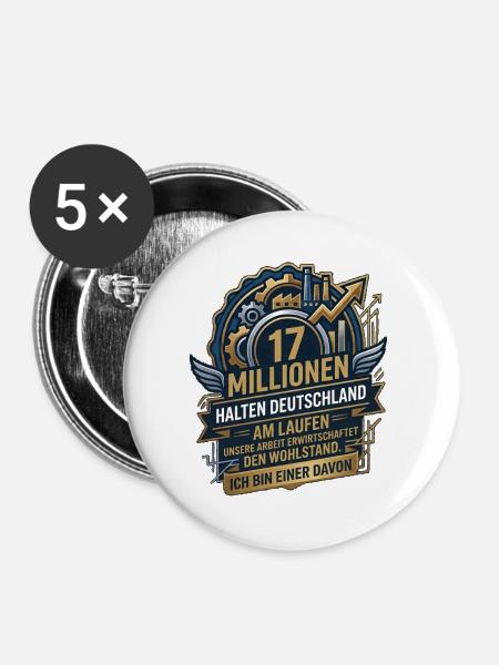 Einer_von_17_Millionen - Buttons groß 56 mm (5er Pack) - Weiß
