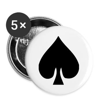 Pik - Kartenspiel - Buttons groß 56 mm (5er Pack) - Weiß - Vorne
