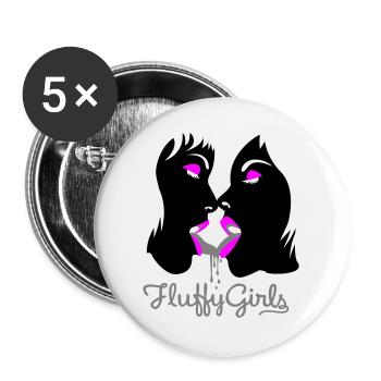 fluffy girls - Buttons groß 56 mm (5er Pack) - Weiß - Vorne
