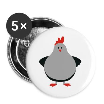 fat chick - Buttons groß 56 mm (5er Pack) - Weiß - Vorne