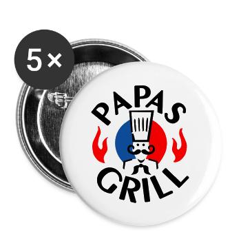 Papas Grill - 3farb - Buttons groß 56 mm (5er Pack) - Weiß - Vorne