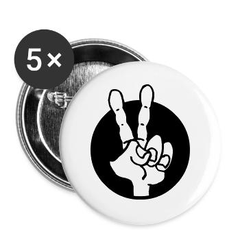 Hand frieden - Buttons groß 56 mm (5er Pack) - Weiß - Vorne