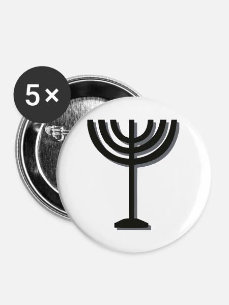 Menora - Buttons groß 56 mm (5er Pack) - Weiß