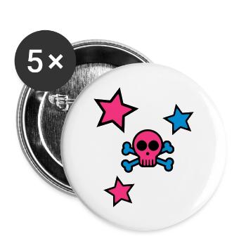 skull - Buttons groß 56 mm (5er Pack) - Weiß - Vorne