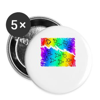 LGBT LGBTQ Rainbow Flag - Buttons large 2.2''/56 mm (5-pack) - white - Front