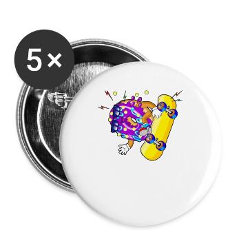 Donut Skateboard Skater - Buttons large 2.2''/56 mm (5-pack) - white - Front