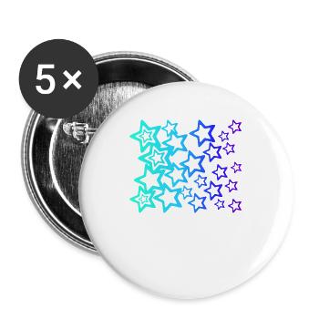 Many blue stars, star pattern - Buttons large 2.2''/56 mm (5-pack) - white - Front
